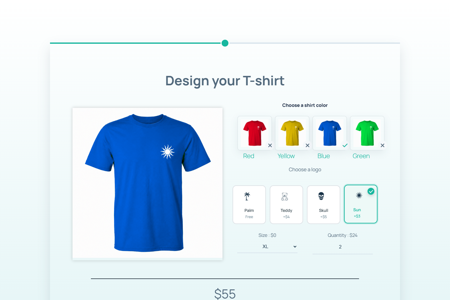 WooCommerce price calculator options and live total